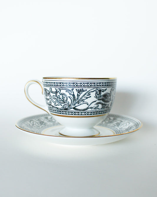 Wedgwood Florentine Black Dragons Teacup and Saucer Set