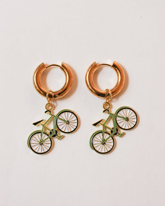 Bicycle Gold Hoop Earrings