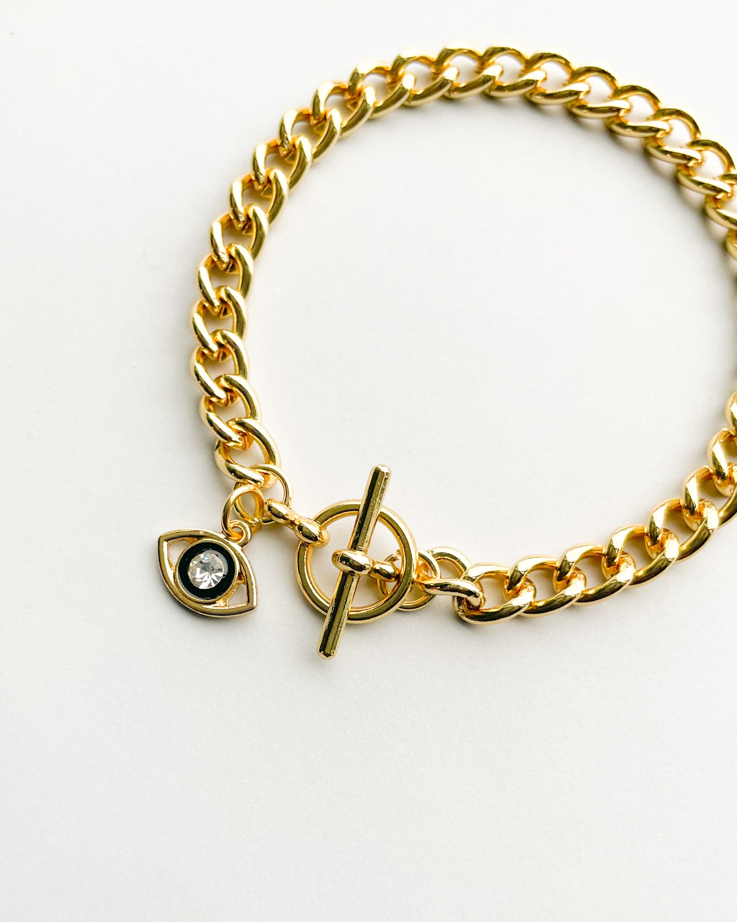 Gold Curb Chain Eye Bracelet #2