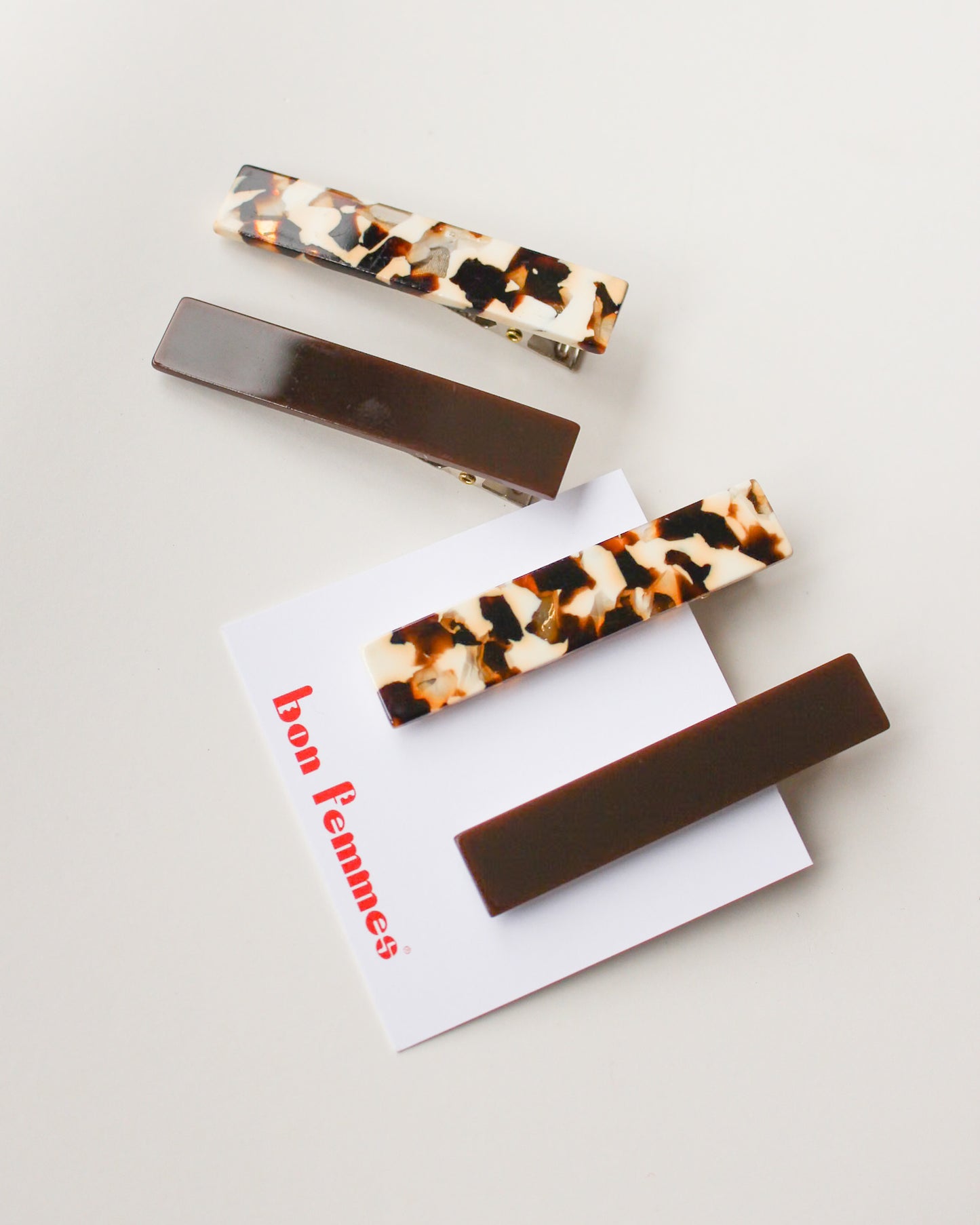 Femmes Hair Clip Set in Brown Tortoise + Brown