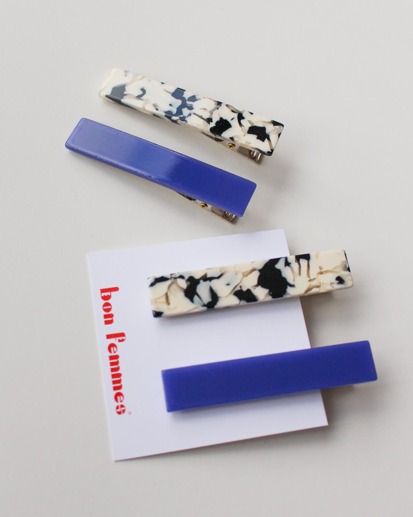 Femmes Hair Clip Set in Light Tortoise + Blue