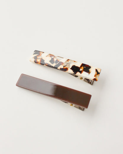 Femmes Hair Clip Set in Brown Tortoise + Brown