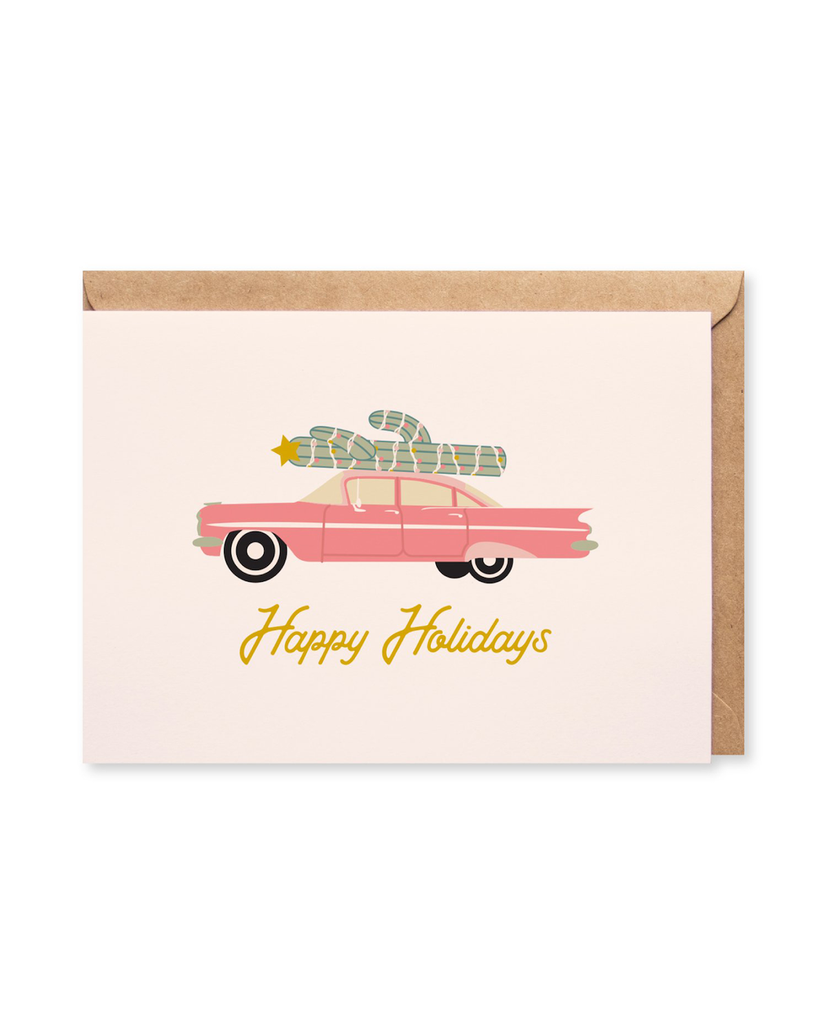 Happy Holidays Vintage Car Greeting Card